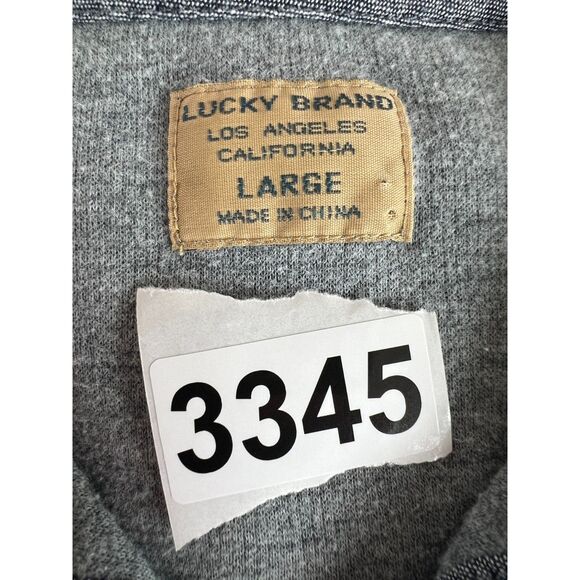 Lucky Brand Men's Gray Long Sleeve 1/4 Button Up Pocket Pullover Shirt Size L - Picture 10 of 10